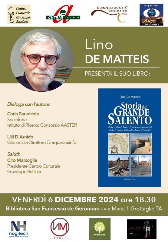 Presentazione del libro “Storia del Grande Salento” di Lino De Matteis